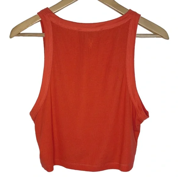Poppy Pink Cropped Ribbed Tank Top - Picture 3 of 9